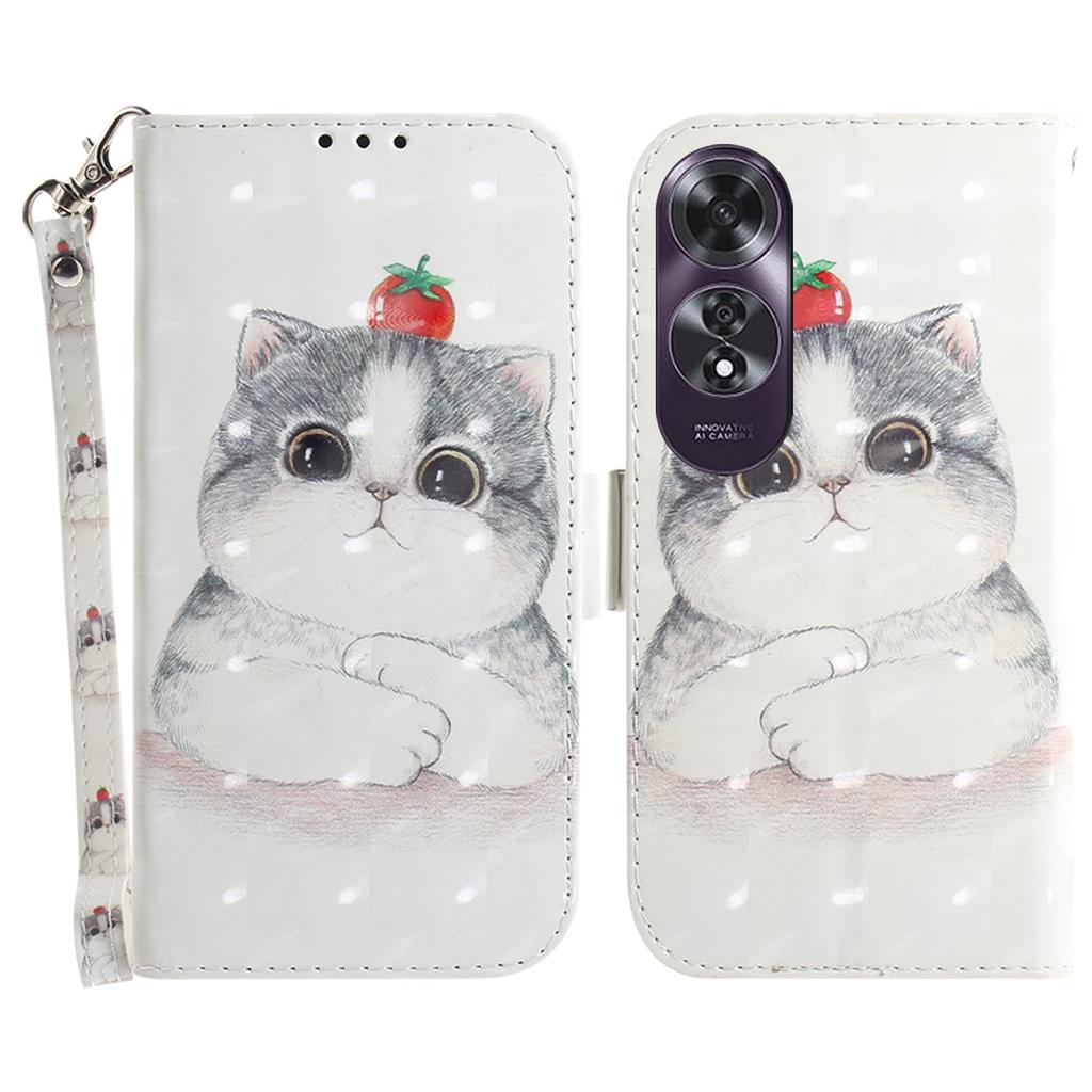 For Oppo A60 4G Case Pattern Printing Leather Wallet Phone Shell with Strap