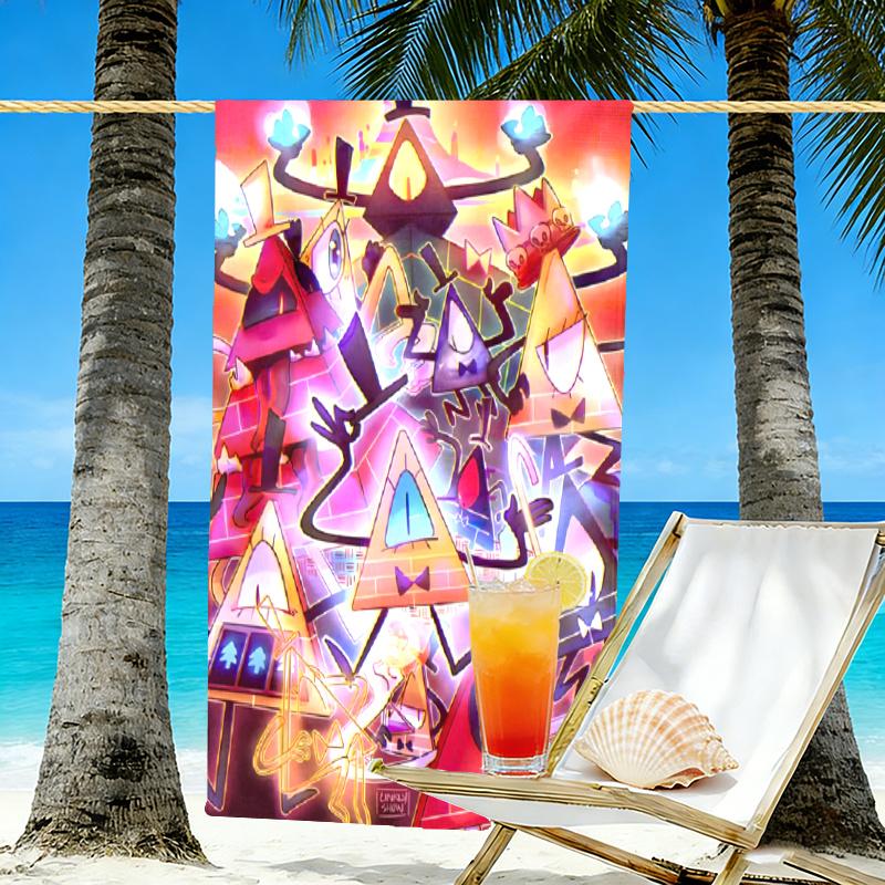 Gravity Falls Print Beach Towel Design, Soft, Lightweight. for Home Bathroom, Spa, Pool, Yoga, Surfing, Camping, Gift for Family, Friend
