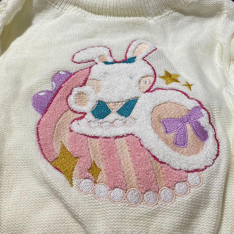 Dámské Soupravy Pletené s výstřihem do O Plný rukáv Pro volný čas Crop Tops Kawaii Vyšívané Svetry Mini Twist Sukně Dámské Harajuku Ins