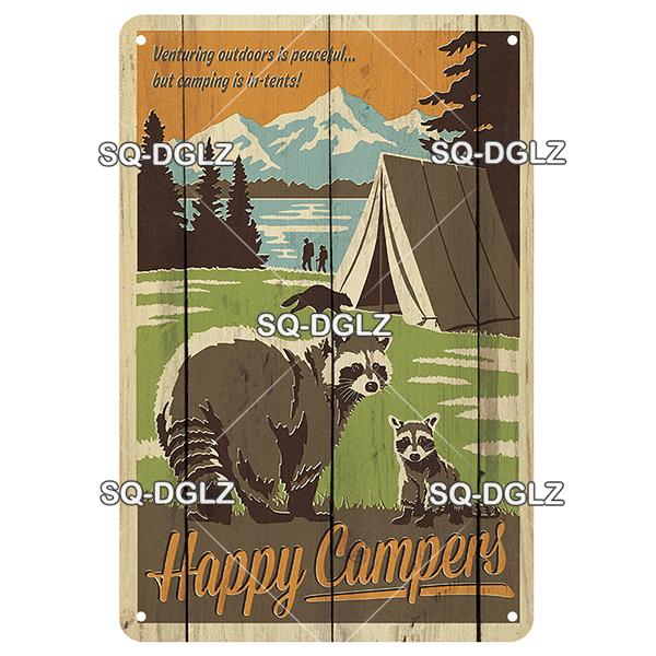 SQ-DGLZ Vintage Camping Rules Relax Metal Sign Plate Tin Sign Plate Home Bar Door Wall Decor Sticker Decoration Plaque Poster