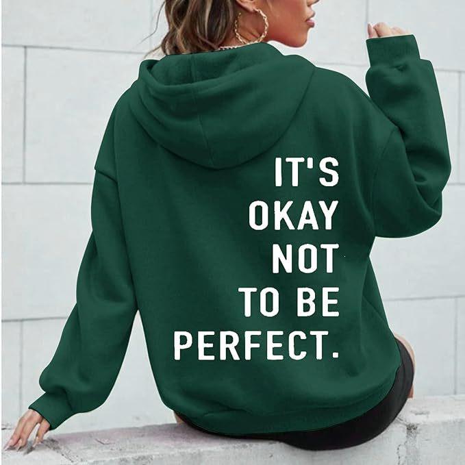 Multi-color Letter Print Casual Women’s Hooded Sweatshirt - Versatile Long Sleeve Pullover, European & American Fashion.