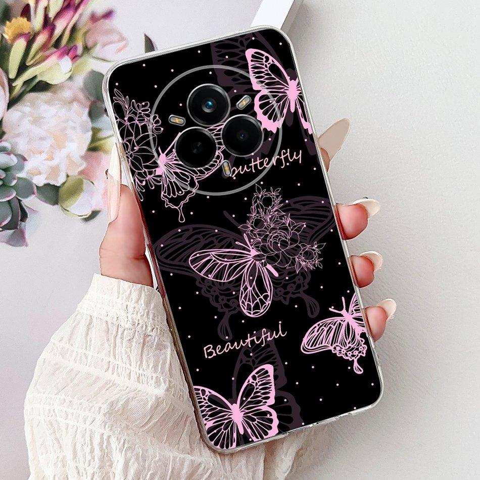 For Realme 14 Pro 14Pro+ Elegant Floral Cat Printed Phone Case For Realme 14 Pro Plus 14Pro 5G Soft Silicone TPU Cases