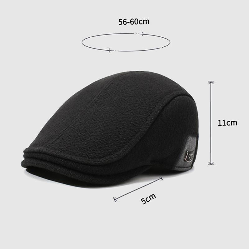 Men's Winter Middle-Aged and Elderly Warm Cotton Hat Outdoor Cold-Proof Thick Ear Protecting Cap Forward Beret