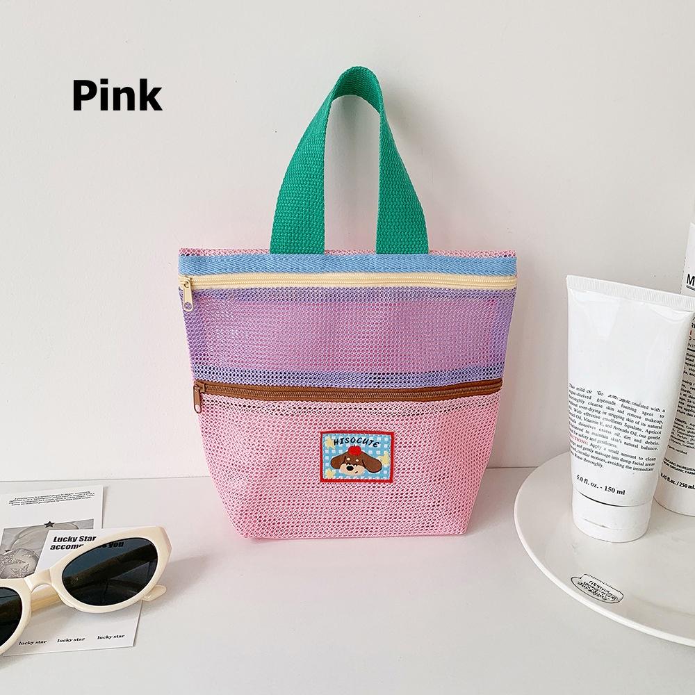 

Mesh Shower Caddy Bag Portable Hanging Toiletry and Bath Organizer with Zipper for Travel, Gym, Camping, College Dorms, Beach рожевий