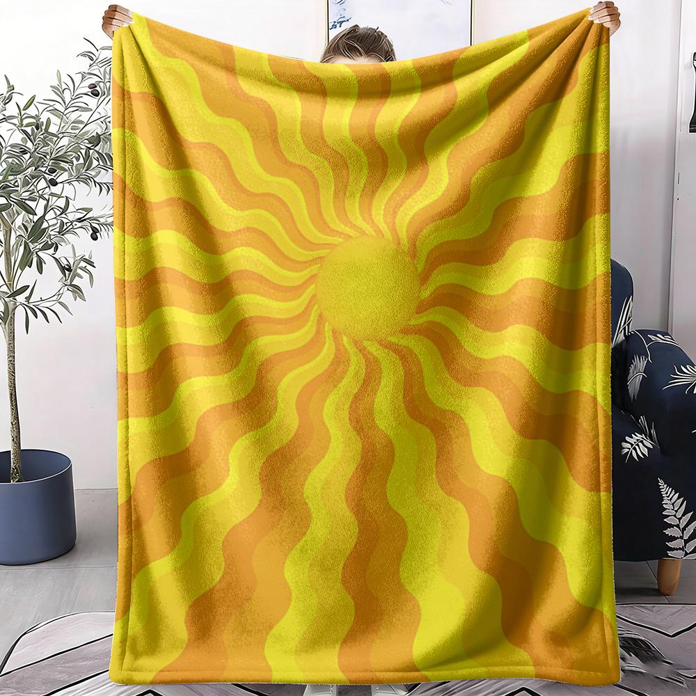 Abstract Sunny Throw Soft Flannel AC Blanket Lightweight Summer Nap Throw Cozy Blanket for Sofa Bed Travel Home