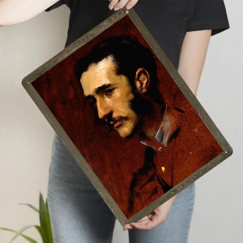 

Vintage Oil Painting Style Male Portrait Custom Metal Tin Sign Home Wall Decor Art Hanging Painting 20x30cm（7.8x11.8inch）