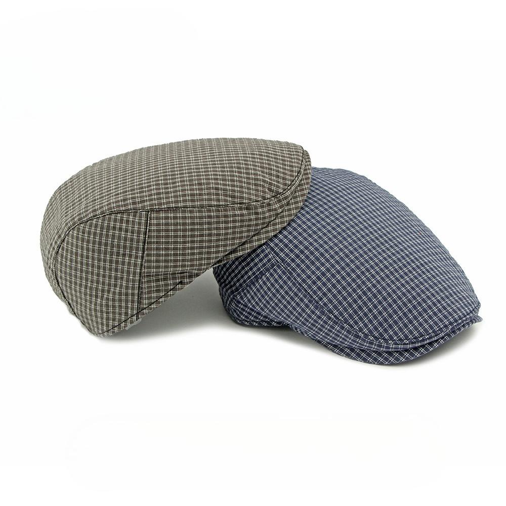 Unisex Retro British Style Mini Checkered Flat Cap Grid Plaid Ivy Hat Lightweight Cabbie Cap Newsboy Beret for Men Women