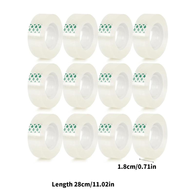 12 Rolls Transparent Tape Refills,Gift Wrap Tape Clear Tape Refills Rolls for Gift Wrapping,Home,School Office Supplies