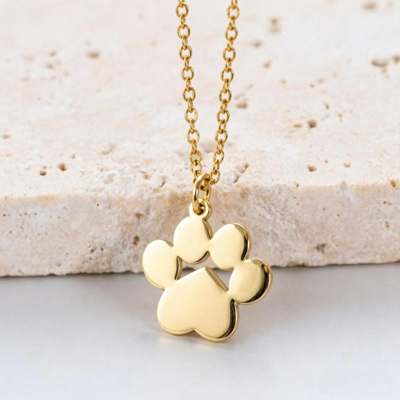 Stainless Steel Cat Paw Pendant Necklace Animal Paw Charm Choker Necklace Cat Paw Print Necklace Women Jewelry Simple Design