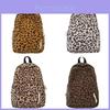 Streetwear Leopardendruck Samt Rucksack Für Damen Lässig Reisen Und Schulgebrauch