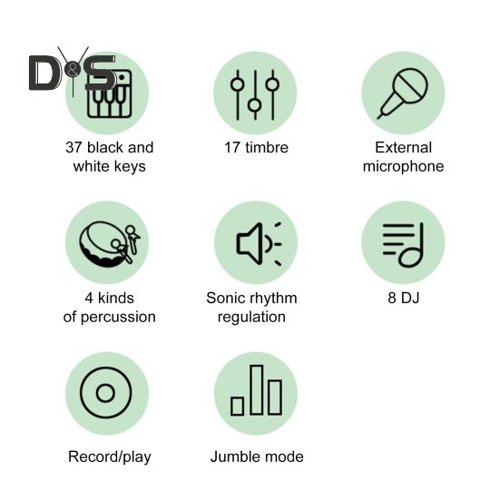 Kids Electronic Piano Keyboard Toy with Microphone 37 Keys Multi-function Musical Instrument Toy Toddlers Boys Girls USB Battery Powered Educational