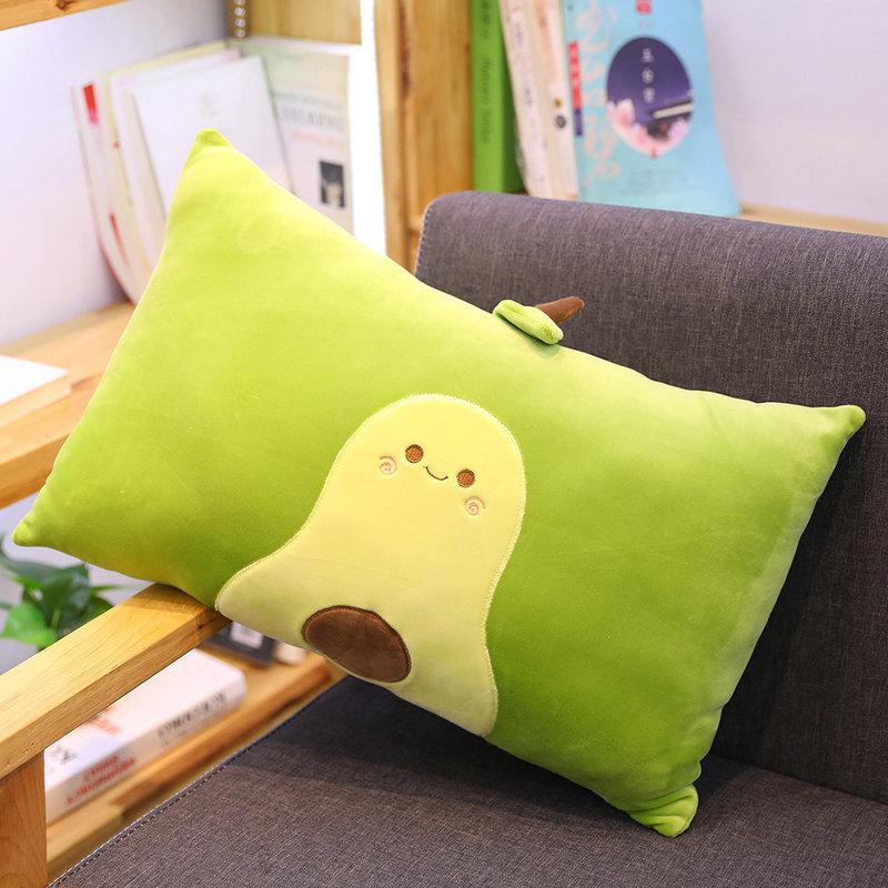 Cute Avocado Plush Toy Cartoon Smile  Avocado Sleeping Pillow Cushion Stuffed Plant Soft Doll Fruit Pillow Baby Toy Gift for Her