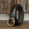 Belt Men's Trendy Unique First Layer Leather Genuine Leather Made Korean Retro Round Buckle Pure Cowhide Belt