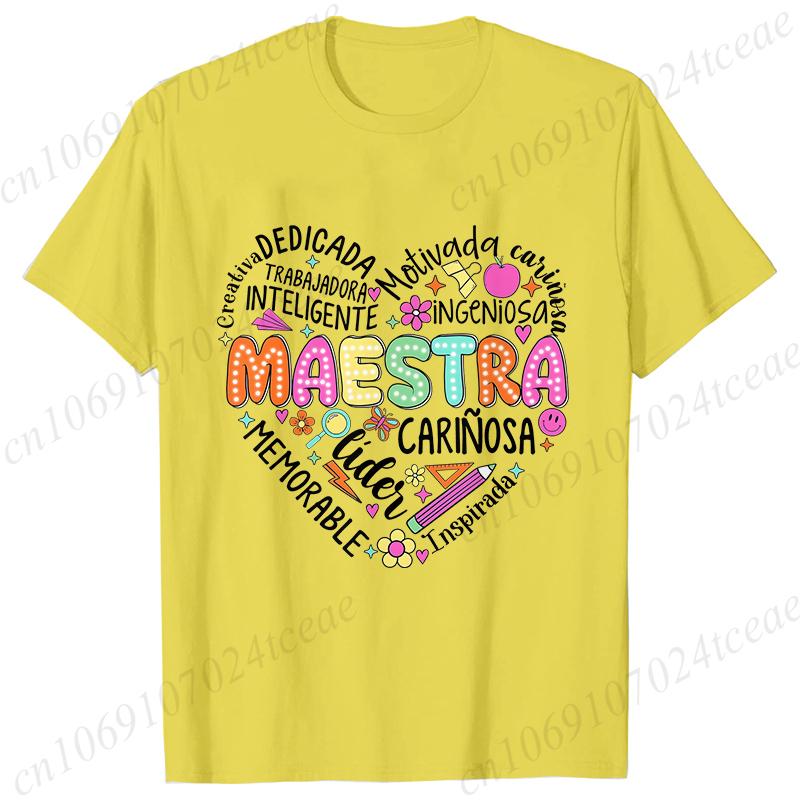 Spanish Maestra Women Girl T-shirt Casual Short Sleeve Round Neck Fashion Tee Shirt Teacher Comfy Tee Top Teacher Summer Clothes