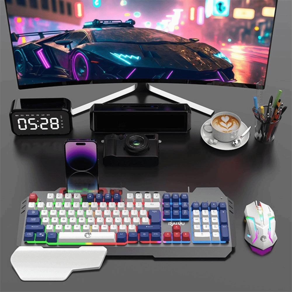 104 Keys RAIKU T16 Keyboard USB Connection Gaming Mechanical Keyboard Keyboard Mouse Set  Office