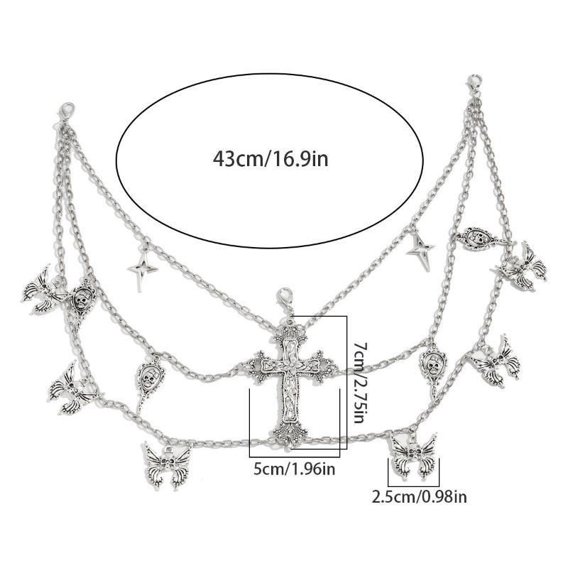 Women'S Multi-Layer Cross Tassels Pendant Decoration Waist Chain Y2K Gothic Style Halloween  Body Chain Accessory Gift
