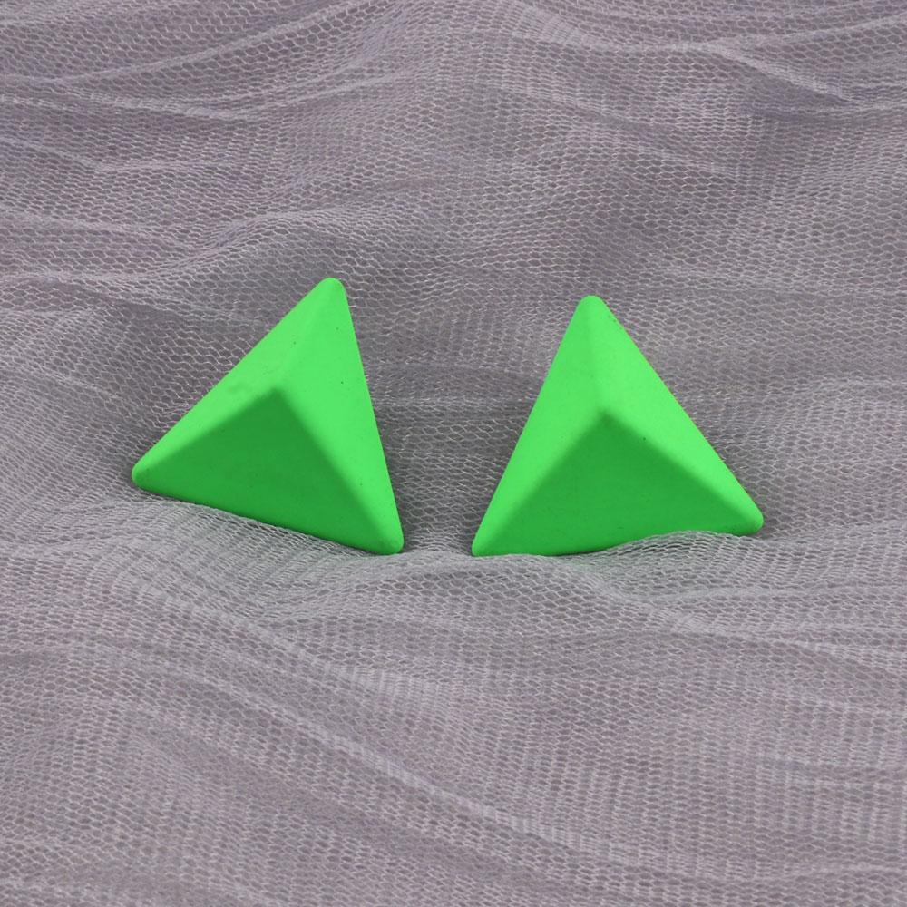 New Korean Neon Yellow Green Round Square Acrylic Stud Earrings For Women Geometric Triangle Matt Earrings Jewelry Party Gifts