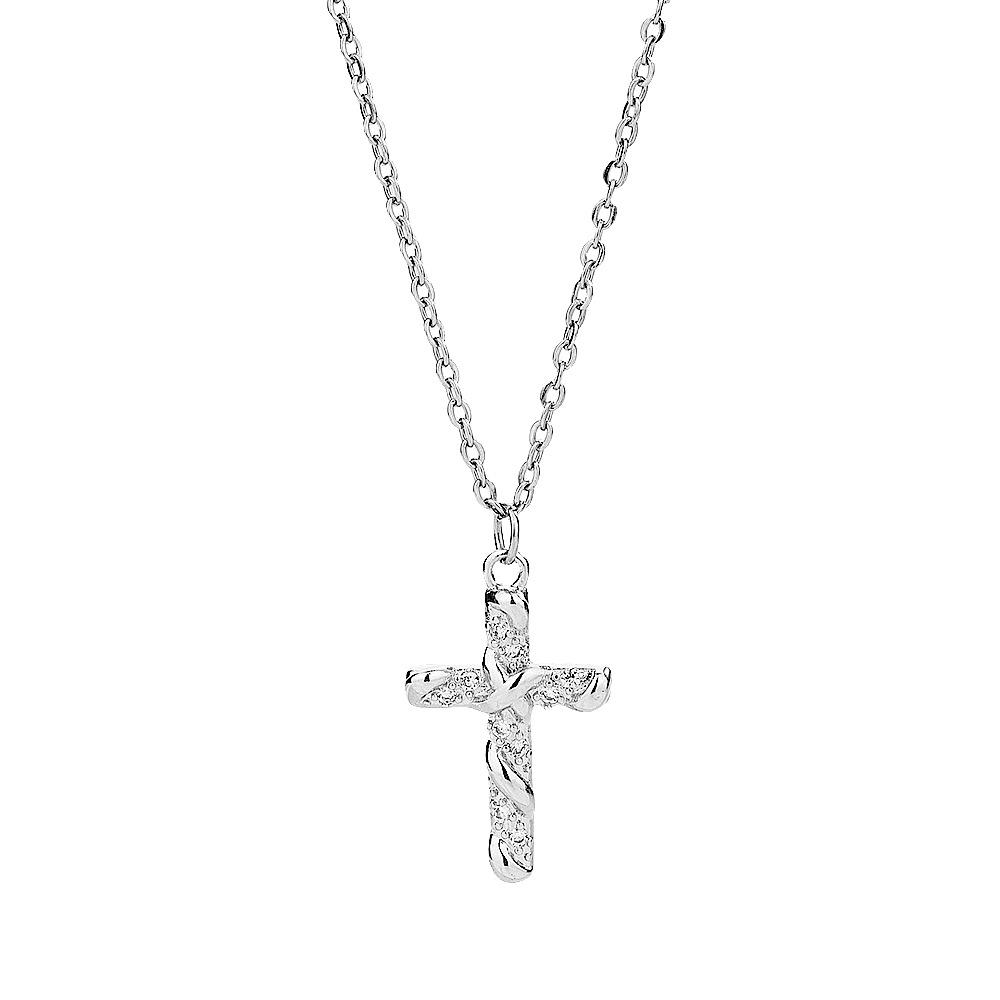Zircon Cross Necklace Trendy Japanese Women'S Hip-Hop Kusa Wind Casual Sweater Chain Sweater Chain Diamond Collarbone Chain