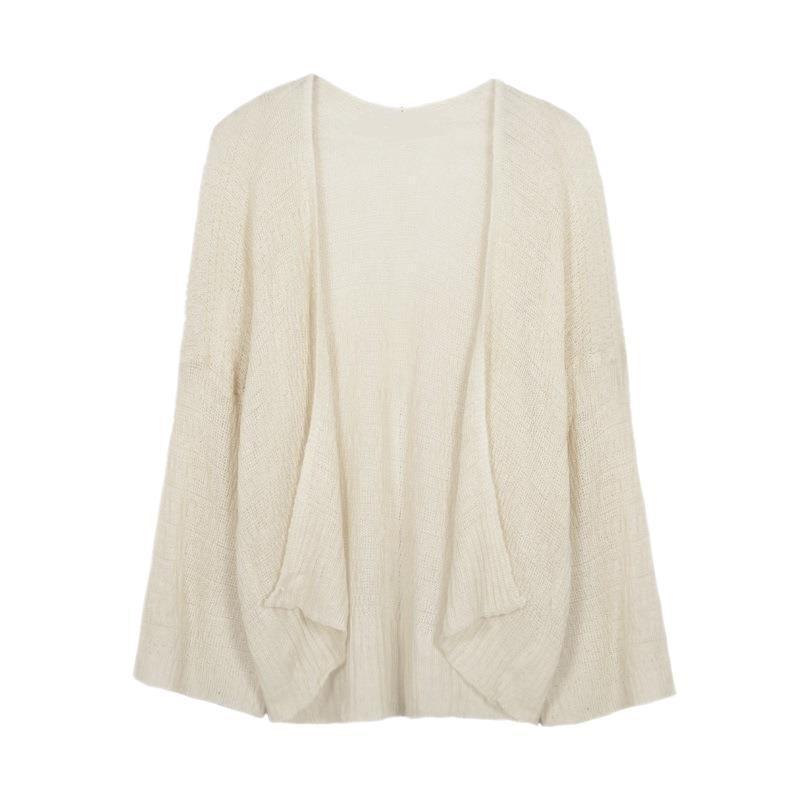Autumn Winter Solid Color Loose Casual Cardigan Sweater Women Long Sleeve Vintage Knitting Coat Jacket Top