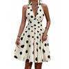 Women's Retro V Neck Polka Dot  Temperament Dress