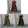 Polyester Solid Color A Line Dress With Splicing Details For Daily Wear