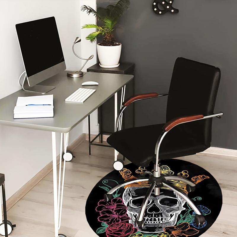 

1pc Skull with Crown and Flowers Round carpet, Perfect for Decorating Chairs, Living Rooms, Or Bedrooms, for Living Room.127 80cm by 80cm