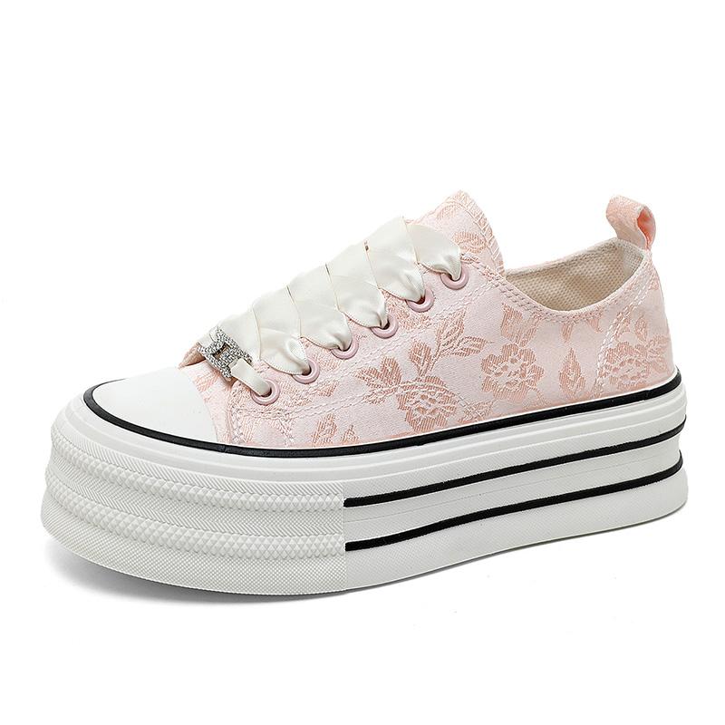 New Casual Height Increasing Platform Canvas Shoes Women Summer Outer White Sneakers Slipper Slip On Sandals Vulcanize Shoes