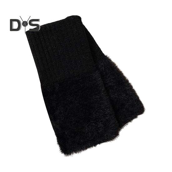 1 Pair Women Winter Gloves Half-finger Thick Plush Elastic Warm Heat Retention Non-slip Windproof Wrist Protection Cycling Riding Mittens