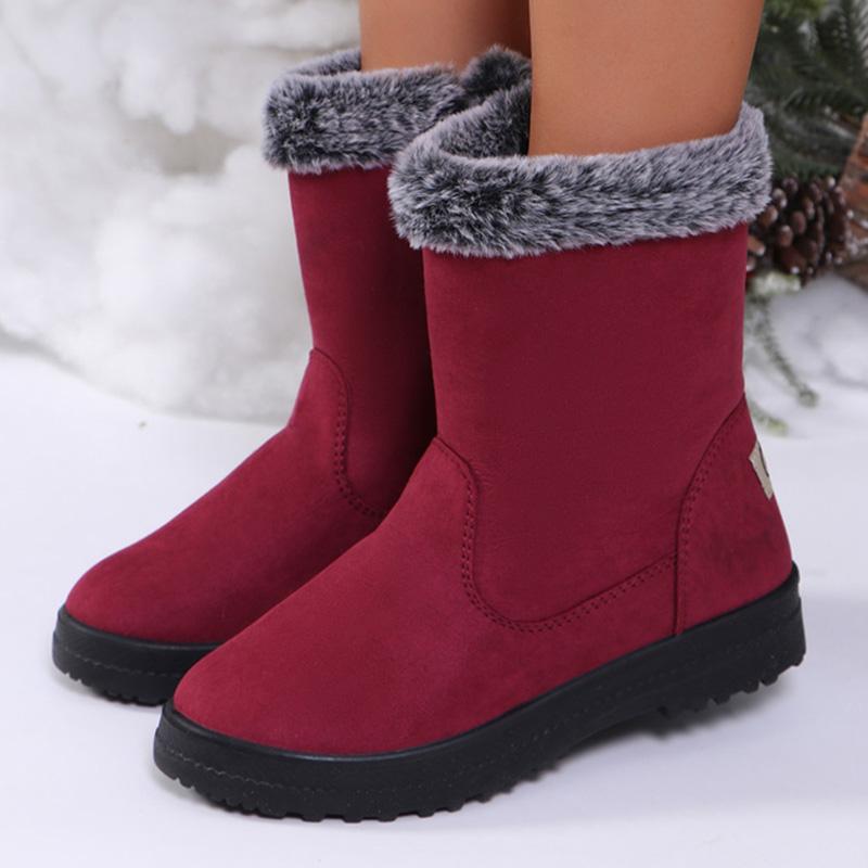 

Снежные женские ботинки 2025 Тренд Обувь Женская обувь на платформе Женские ботинки на плоской подошве средней высоты Зимние ботинки на платформе Женские ботинки Botas Mujer 36 винный