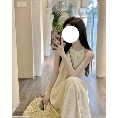 Gentle Vacation Wind Mesh Suspender Dress Women's Summer New Casual Temperament Thin and Versatile Medium and Long Skirt