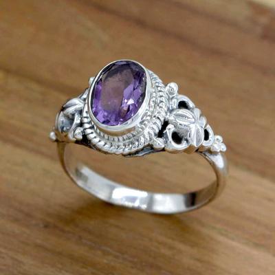 Amethyst 925 Sterling Silver Ring, Oval Gemsotne Handmade Women Ring
