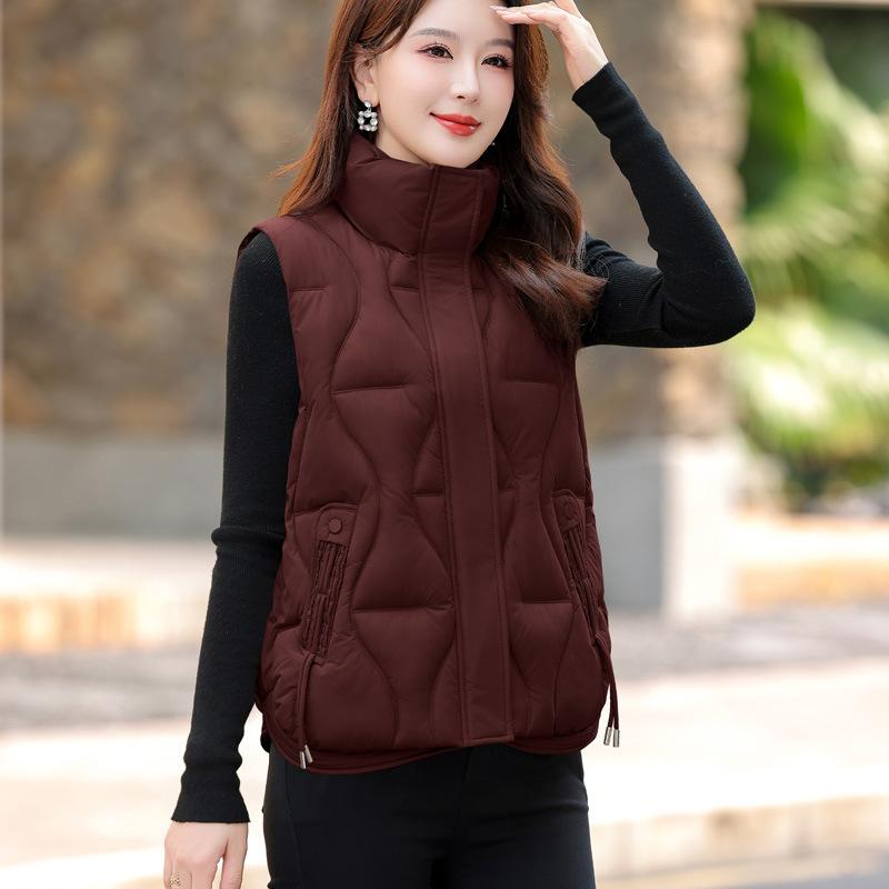 Autumn and winter new vest women's loose stand-up collar thickened down cotton jacket vest cotton vest outer wear