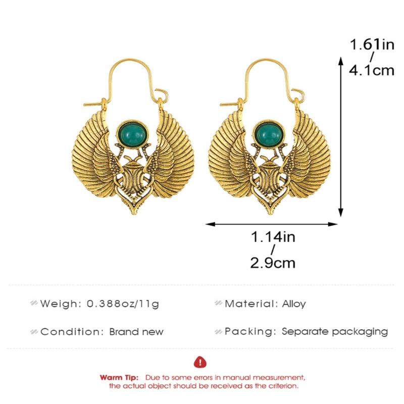 Grandes Boucles d'Oreilles Couleur Or/Argent avec Scarabée Sacré Égyptien Vintage Tribal pour Femmes Or/Argent Ornement Charme
