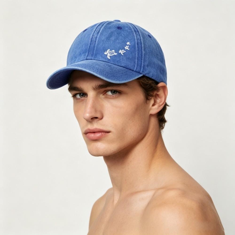 Minimalist Style Turtle Print Baseball Cap Soft Cotton Trucker Hat Washed Baseball Cap  For Adults