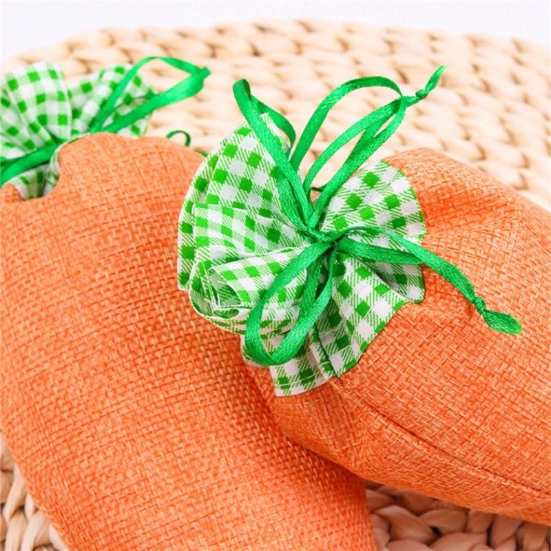 Pack Of 16 Easy Closure Drawstring Carrot Bags Gift Wrapping Bag For Quick Gift Packaging And Small Item Organization