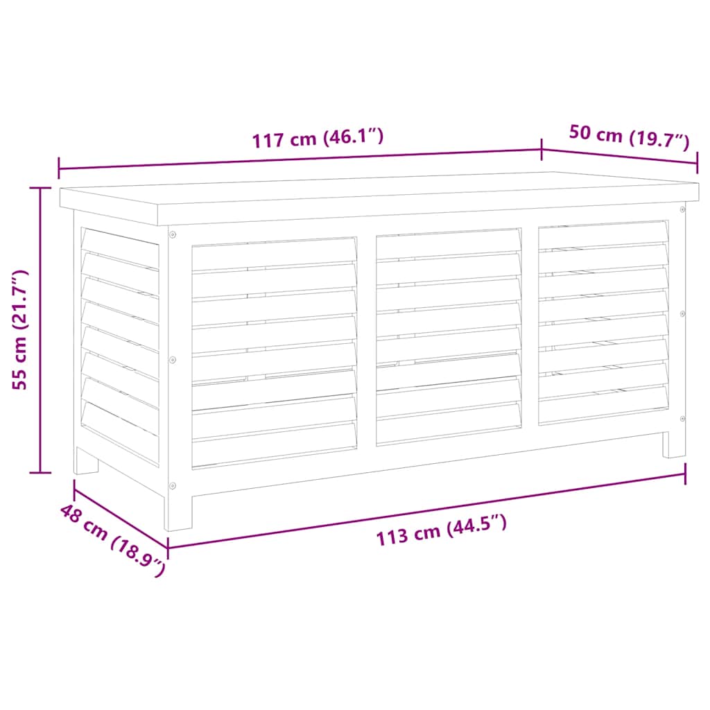 Garden Storage Box 117 X 50 X 55 Cm Solid Eucalyptus Wood