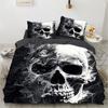 Black Skull Bedding Set Cartoon Comforter Sets Double Queen King Twin Full Size Duvet Cover Set Kids Girls White Bed Linen