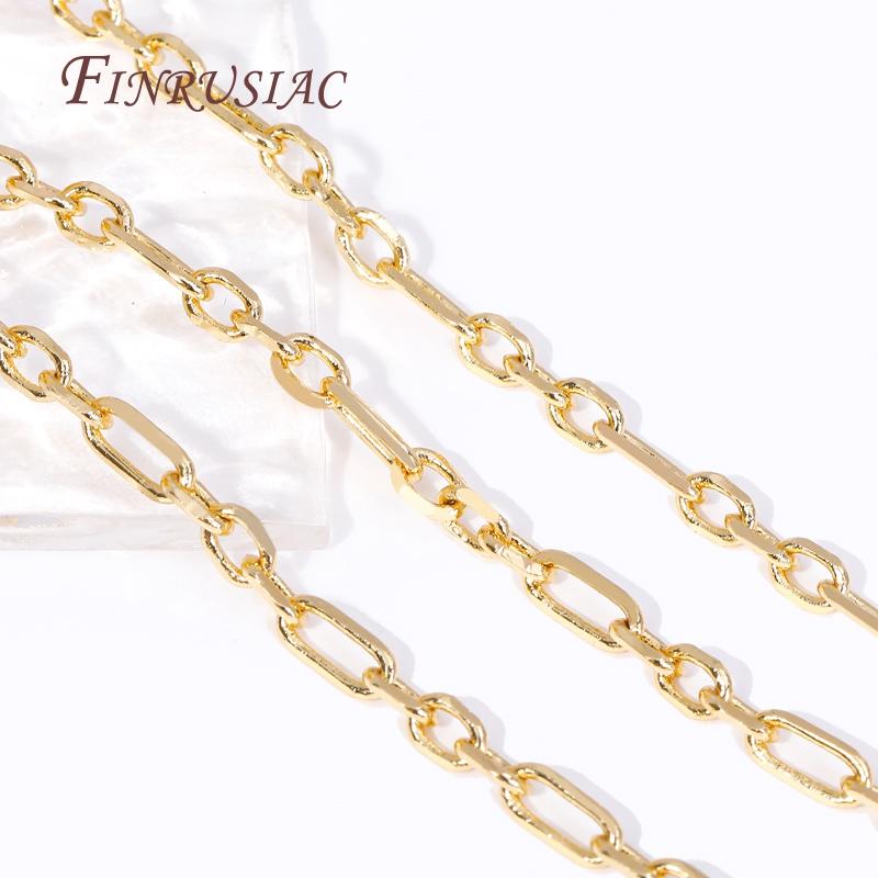 18K Gold Plated Metal Long Oval Shape Necklace Chains For DIY Handmade Jewelry Making Accessories Wholesale Bulk Metal Chains