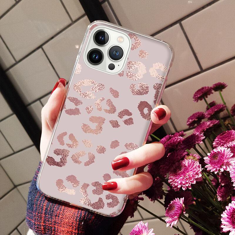 Phone Cases For iPhone 14 12 11 13 Pro Max Case Silicone Funda On iPhone 13Mini X XS Max XR 8 7 14 Plus Rose Gold Heart  Love
