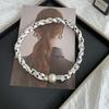 Pearl necklace twist silk scarf high-end neck protection scarf with shirt magnetic silk scarf simple scarf collarbone chain