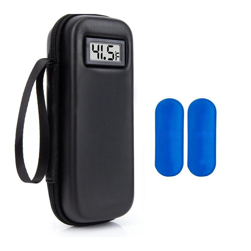 

ABWR-For Diabetes Care Insulin Cooler Travel Case Featuring Temperature Display& 2 Reusable Ice Packs