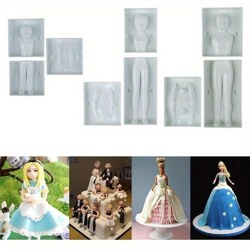 3dílná/sada 3D forma na dort ve tvaru lidské postavy Fondánová dekorace dortu Gumová pasta Pečicí nástroj Šablona Sugarcraft Fondánový vykrajovátko