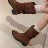 Large Size Embroidered Sleeve Fashion Boots Women's Autumn and Winter New Style Retro Short Boots Women