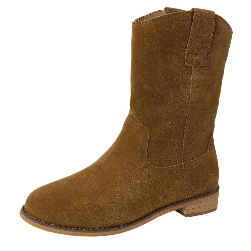 Französische erhöhende Maillard-Mode vielseitige Damen-Ritter-Mode-Stiefel Herbst- und Wintermode elegant Retro Mid-Tube-Stiefel Tide