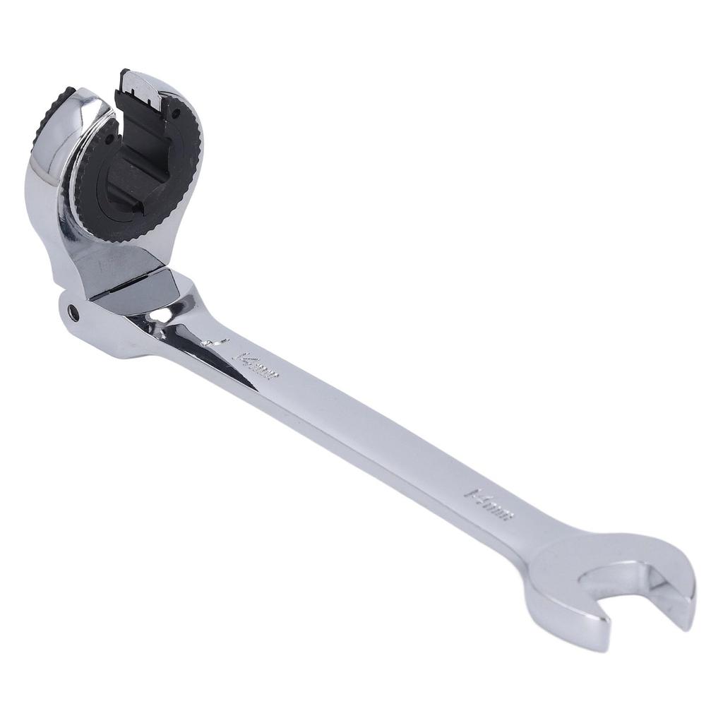 Flexible Head Gear Wrench 14mm Flare Nut Flex Gear Wrench Flex Head Ratchet Combination Wrench Open Design for Fuel Brake Air Conditioning Pipe Nuts C