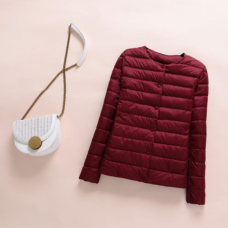 2022 Women's Slim-Fit Collarless Down Jacket - Lightweight Autumn/Winter Round Neck