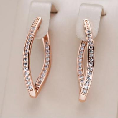 Fashion V Shaped Geometric Drop Earrings for Women Girls Crystal Zircon Wedding Party Jewelry Accessories