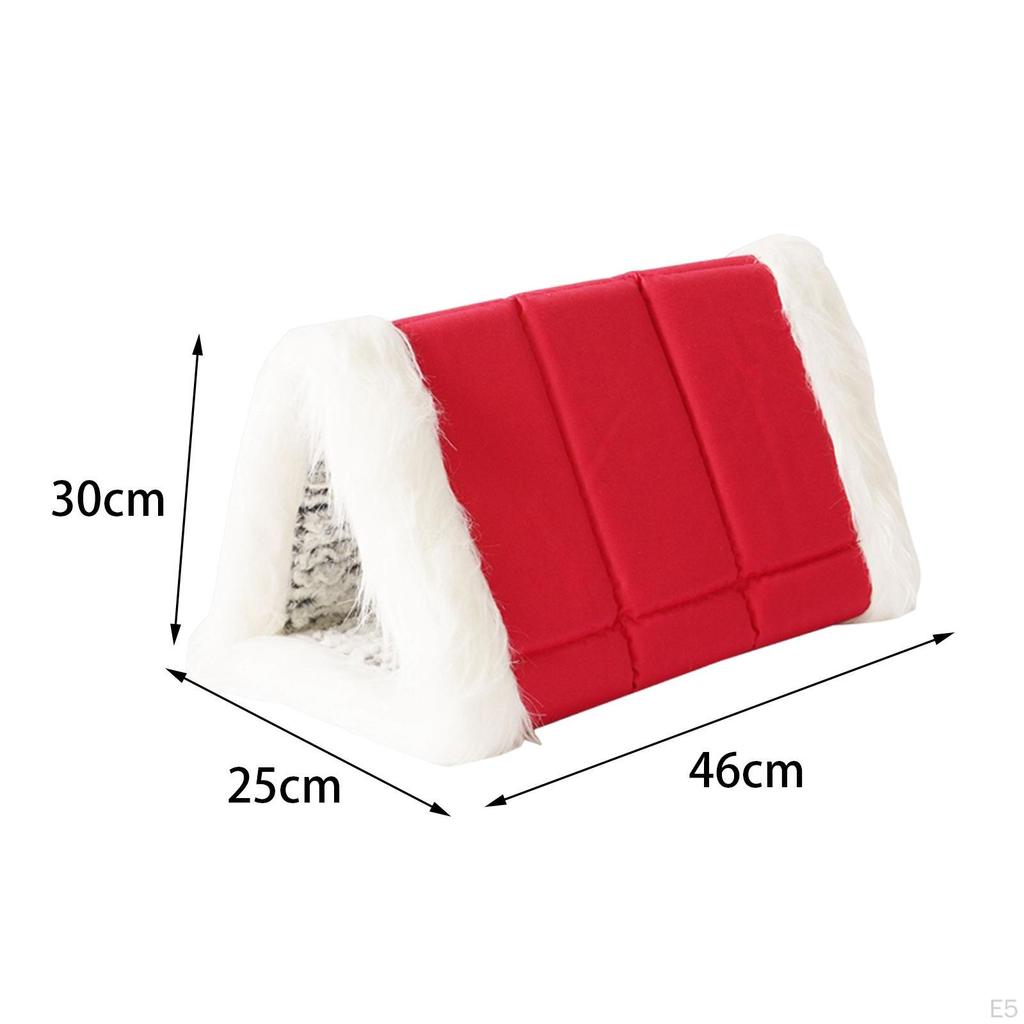 2 in 1 Cat Warm House Pad Washable Soft Reversible Velvet Cushion Blanket Dog Tent Cave Pet Bed for