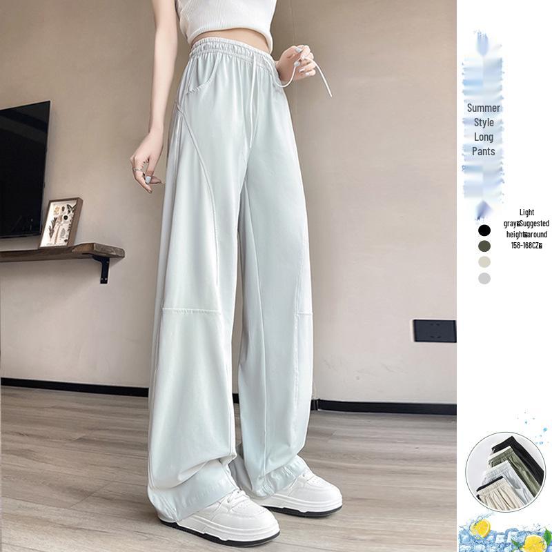 

Женские спортивные брюки из ледяного шелка 2025 года, быстросохнущие, с широкими штанинами, облегающего кроя M