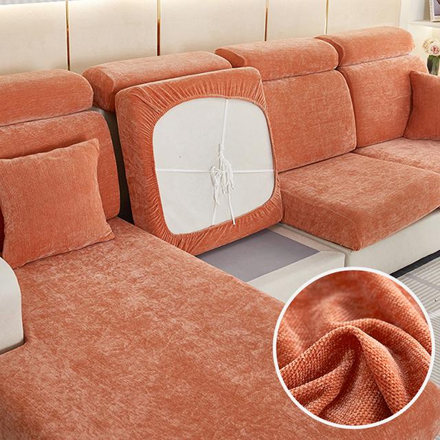 New Thick Elastic Sofa Seat Cushion Covers Solid Color Sofa Cover For Living Room Removable L Shape Armchair Couch Slipcovers